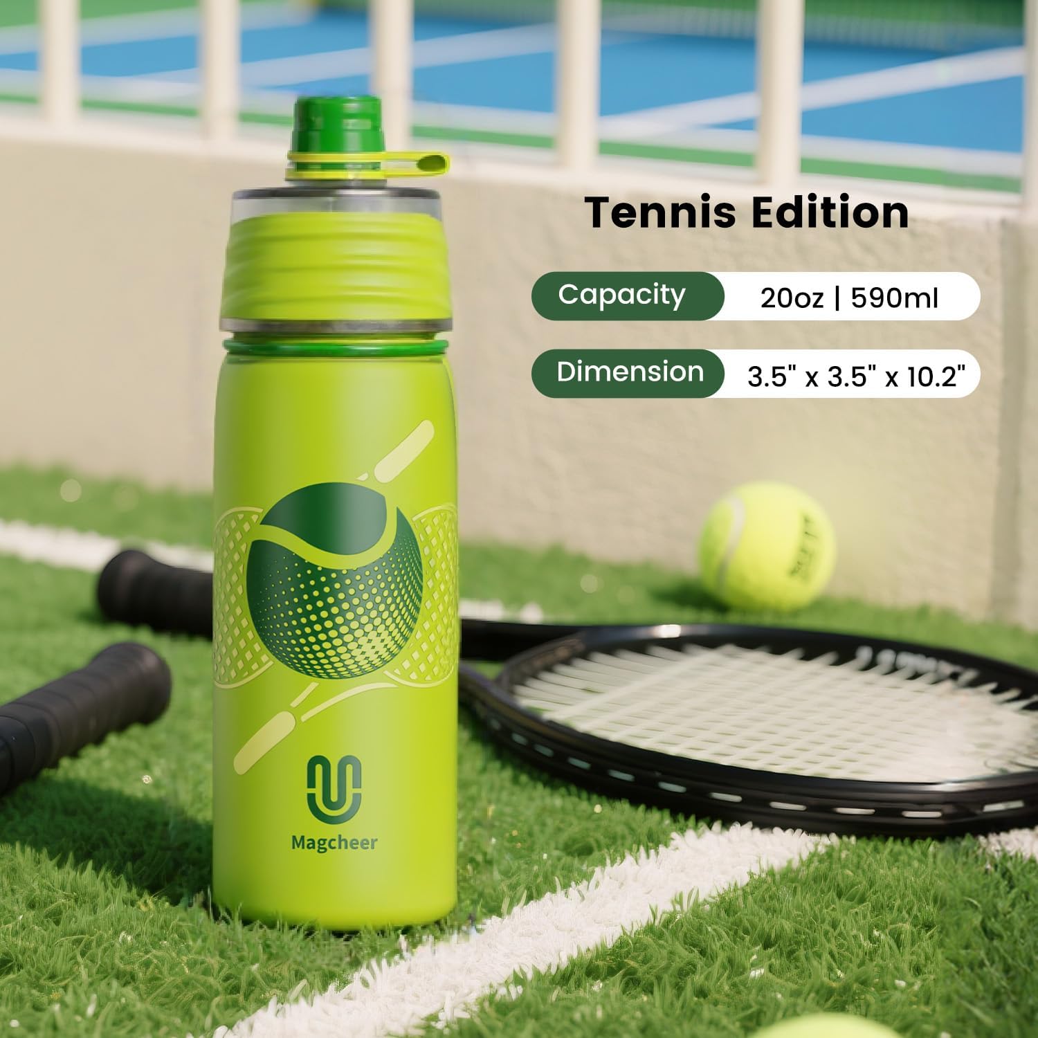 Tennis Water Bottle - 20oz Insulated Misting Water Bottles Stainless Steel 3D Textured - Tennis Accessories Gift for Kids - Image 5
