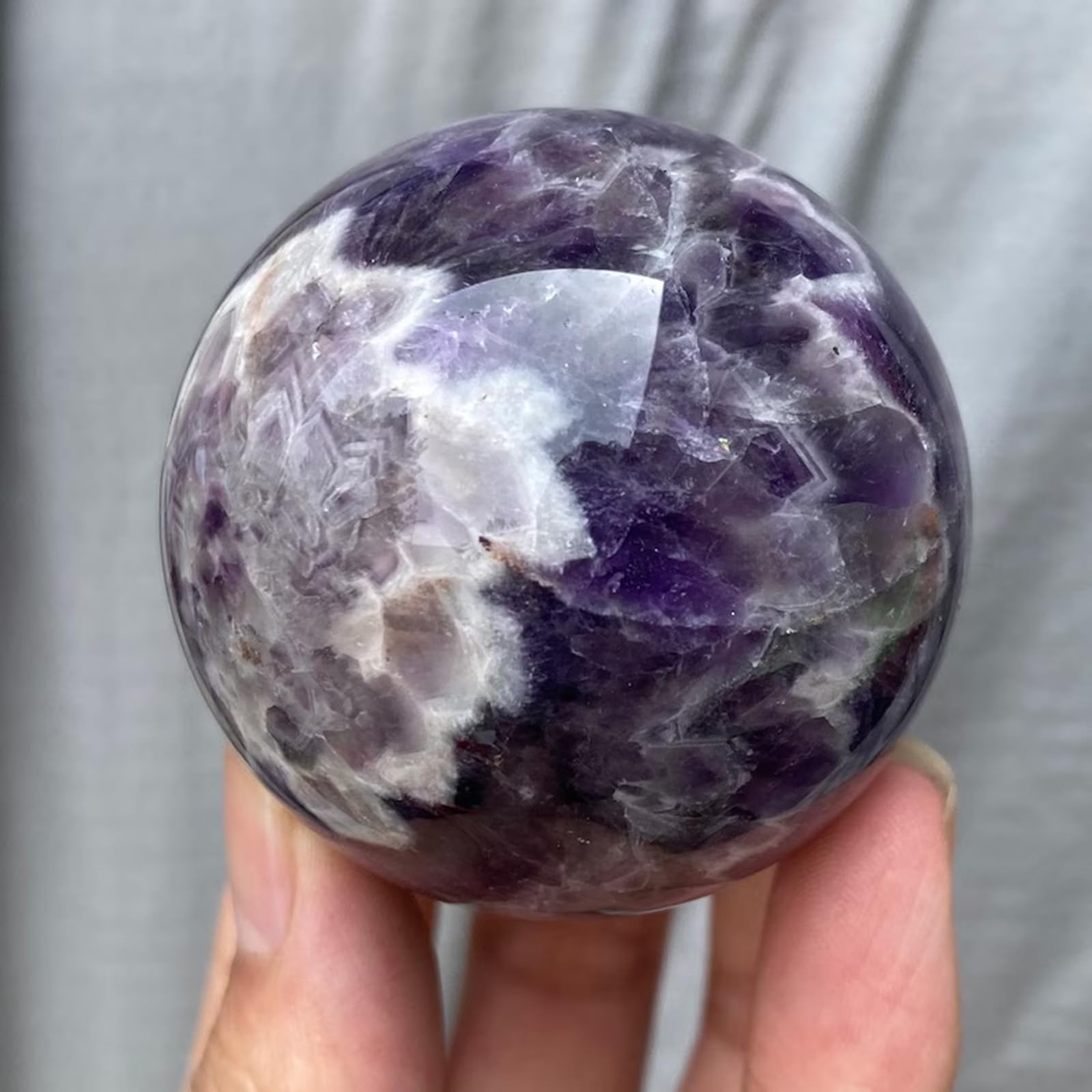 DPURPIWADY Crystals Sphere Amethyst Crystal Ball Decor with Stand,Round Stones Pocket Polished for and Divination,15cm/5.9in