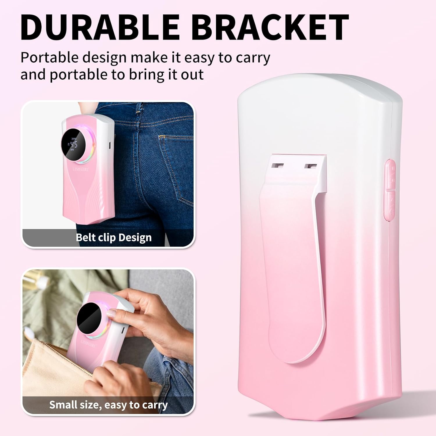 Professional Rechargeable Electric Nail Drill Kit 40000 RPM Portable E Nail File Nail Filer Electric Machine for Acrylic Nails Cordless Nail File for Polishing,Shaping,Removing Gel Nails Efile (Pink)