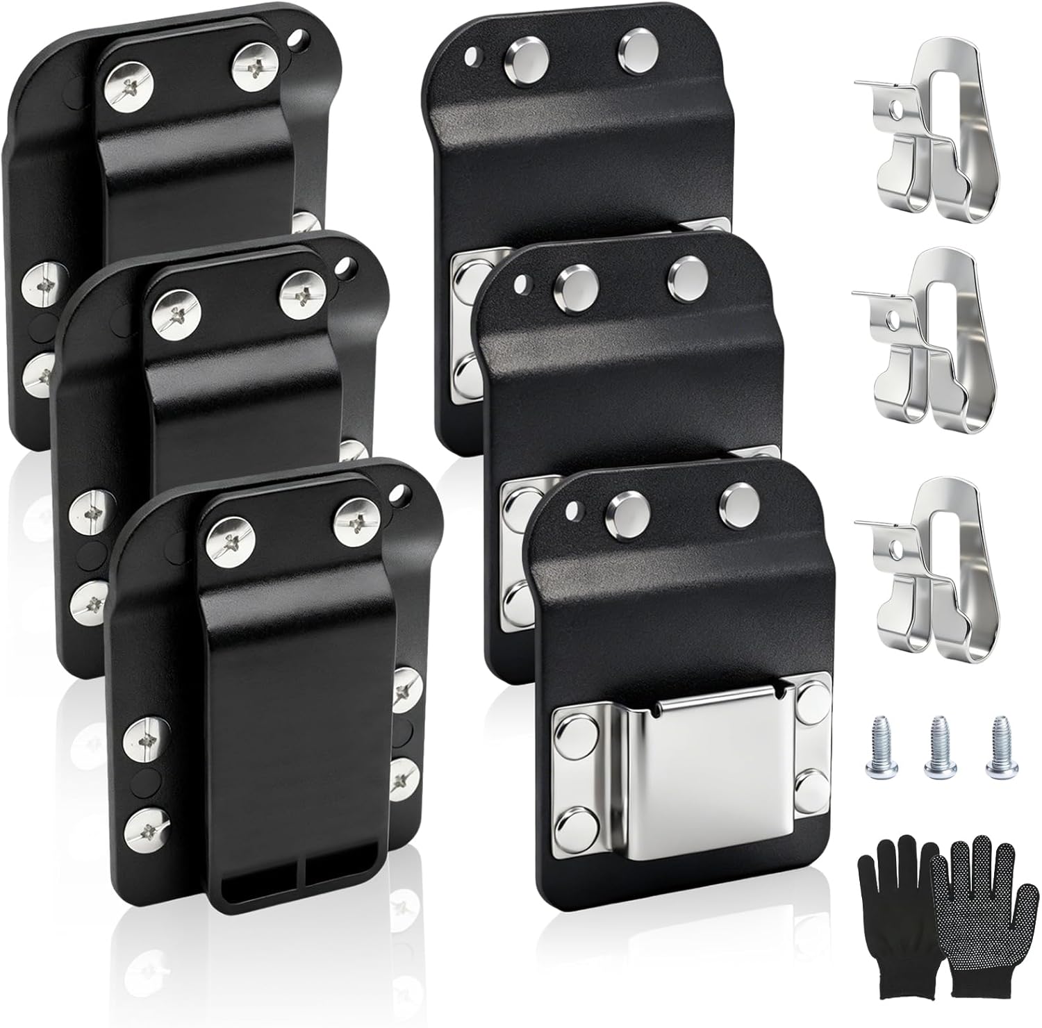 3 Pcs Drill Holder for Tool Belt + 3 Pcs Drill Clip, Tape Measure Holder with Metal Clip, 2 in Belt Hook Holster for Cordless Drill, Impact Driver, Measuring Tape, Tool Accessories