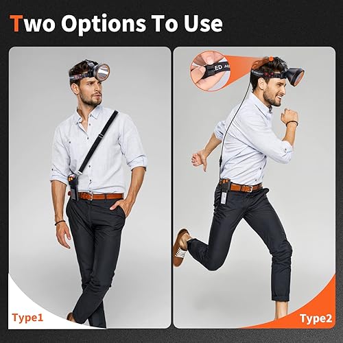 Miniatura 4 de Lámpara frontal LED superbrillante para caza de mapaches - Linterna frontal recargable impermeable de alto lumen, reflector de haz de largo alcance