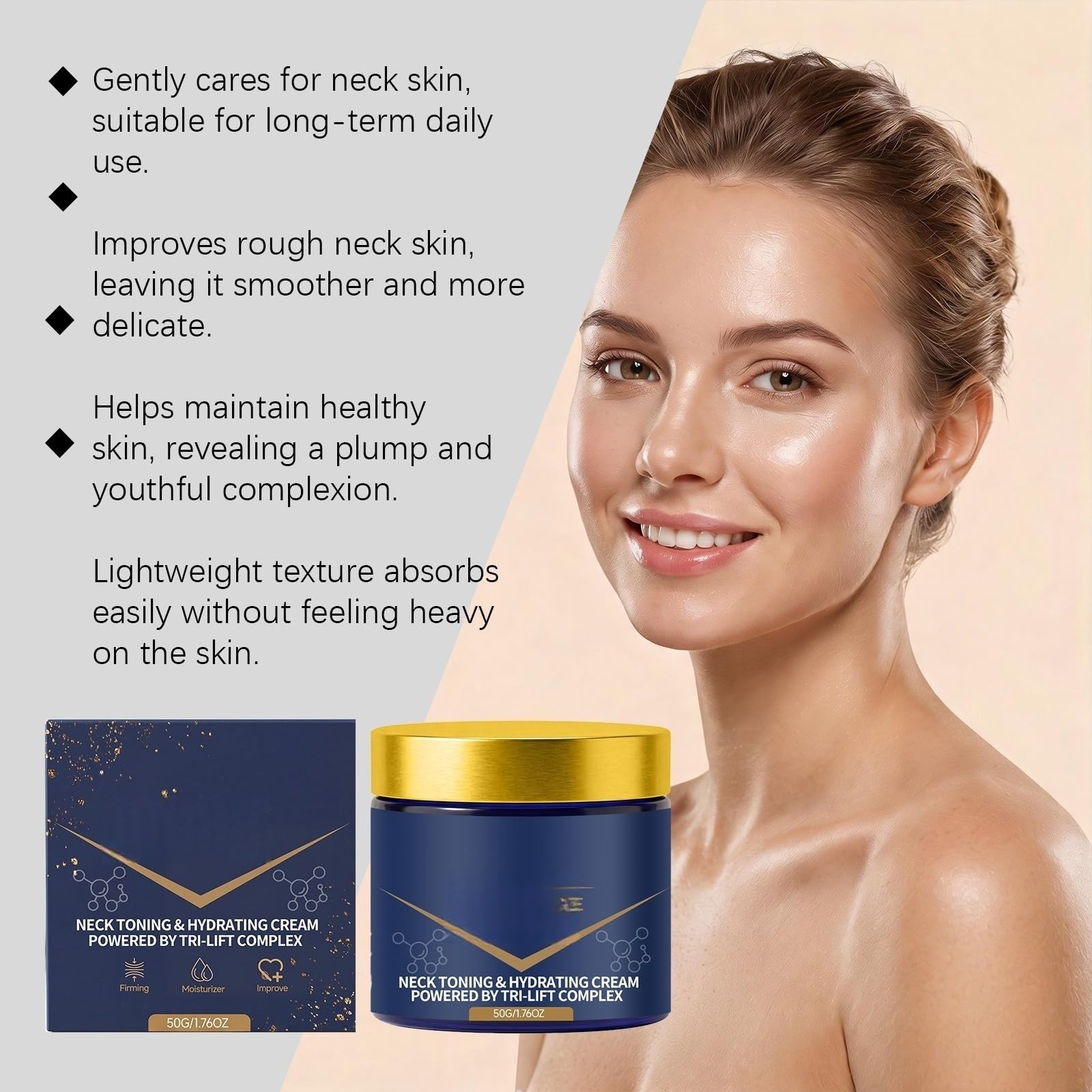 Crema reafirmante hidratante para el cuello complejo peptídico
