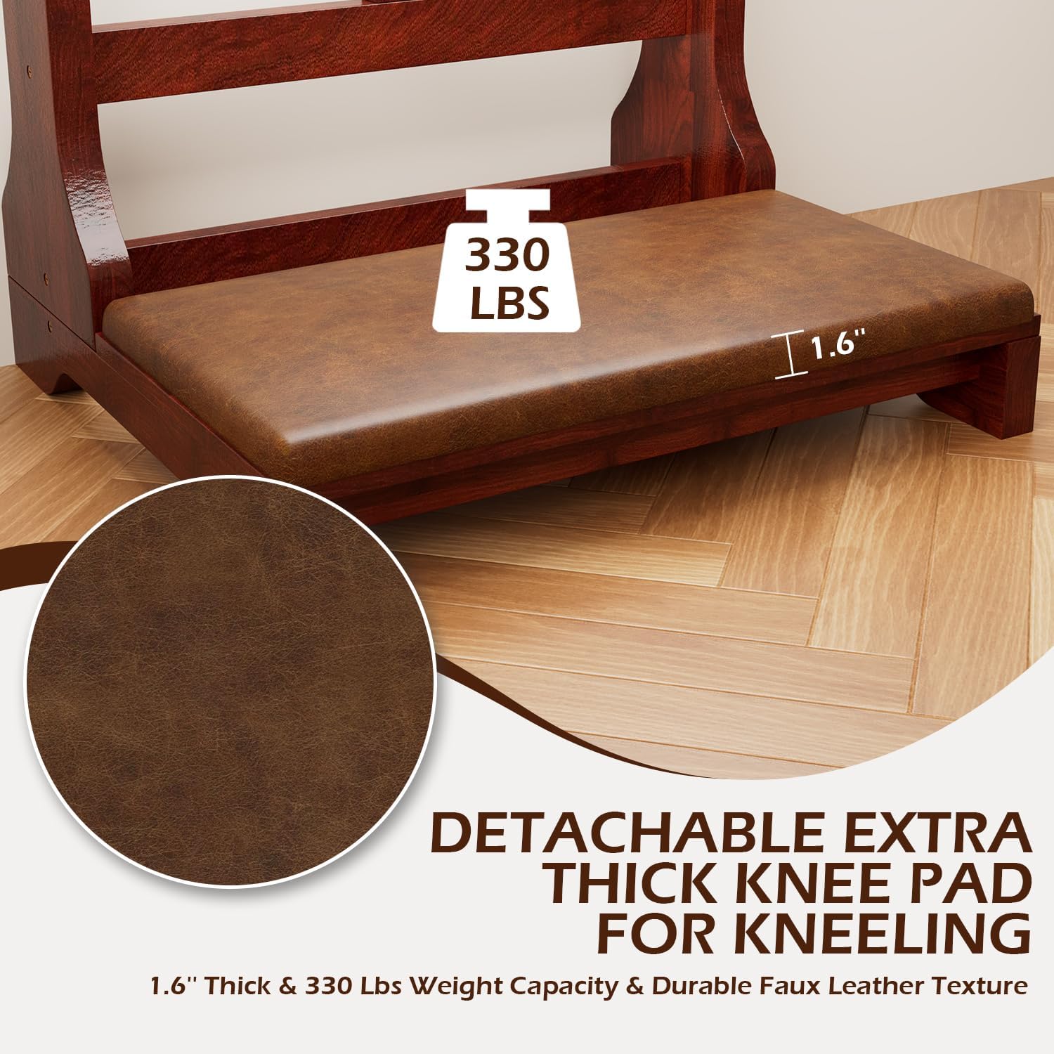 AECOJOY Prayer Kneeler Bench with Soft Cushion & Storage Shelf, Comfortable Wooden Kneeling Meditation Seiza Prayer Stool for Praying at Home or Church