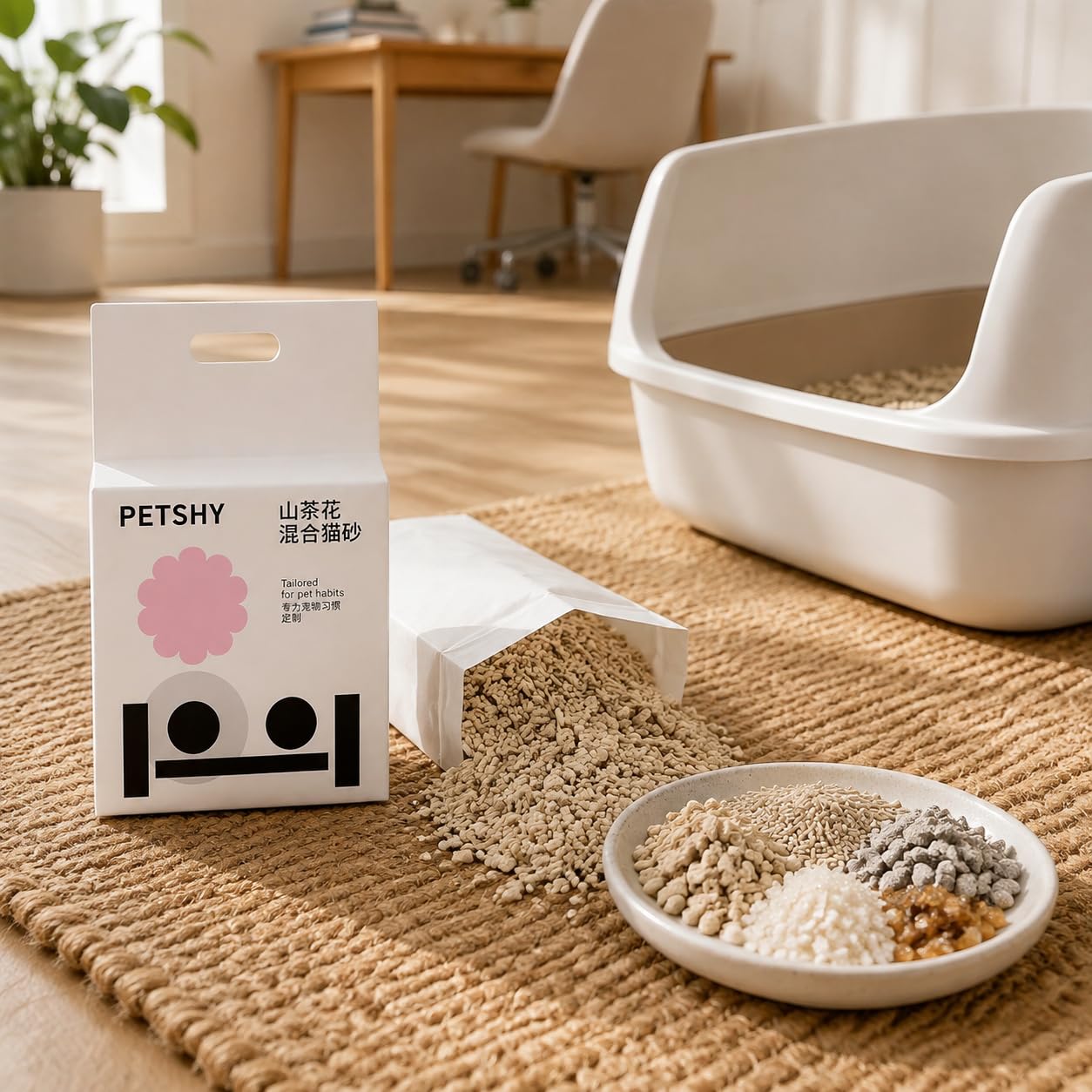 Litière Mixte pour Chat, camélia, Litière camélia 2,5kg