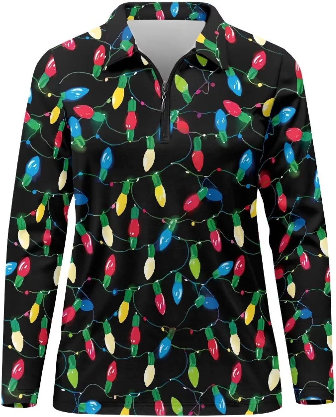 Golf Shirts for Women Long Sleeve Zip Up V-Neck Golf Tennis Shirt Womens Pullover Tops