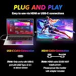 Moniteur portable,120hz Moniteur de jeu portable FHD 1080P 18.5 moniteur portable d'extension d'écran ordinateur de pouce pour moniteur Extender USB C Écran portable pour ordinateur portable Mac PC Deuxième moniteur