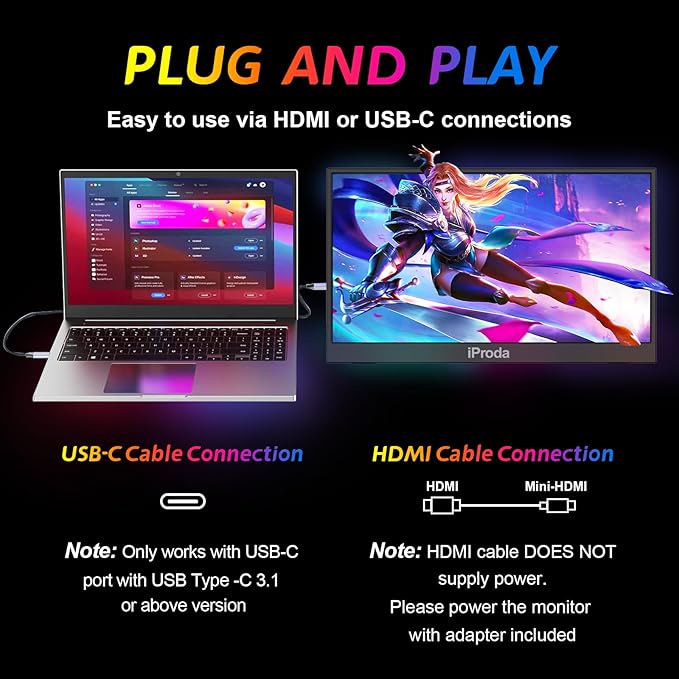 Monitor Portátil Extensor 18.5 FHD 1080P 120Hz para Laptop P miniatura 7
