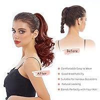 Vista 3 de Extensión de cola de caballo, extensiones de cabello largo y rizado de 16 pulgadas, extensión de cabello sintético de aspecto natural para mujer