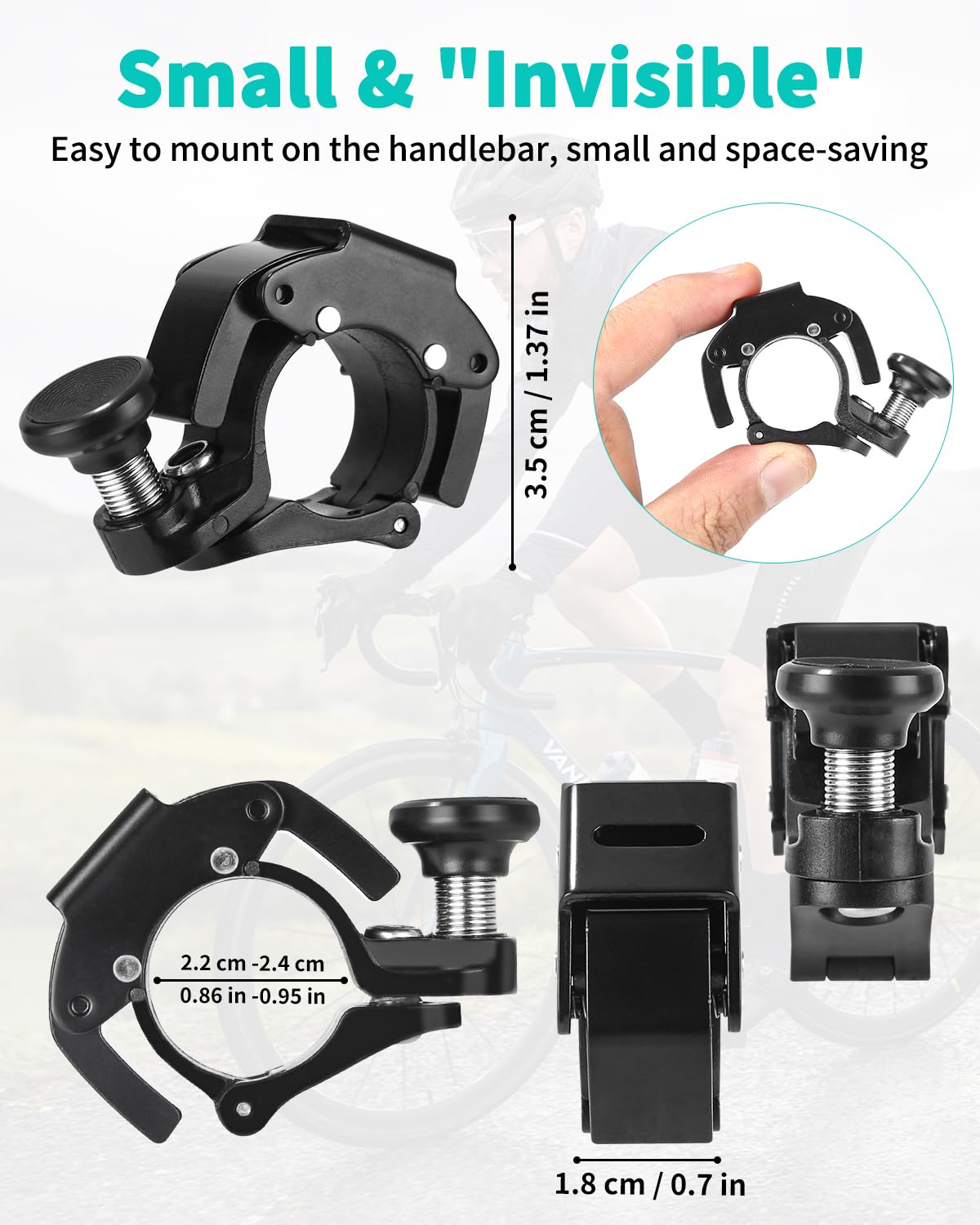 Bixury Campanello per Bici,Campanello da Bicicletta Alluminio Mini Campanello Nascosto 100dB Max Manubrio da 22-24 mm Accessori MTB per Adulto Bambini Bici da Strada Mountain Bike Scooter
