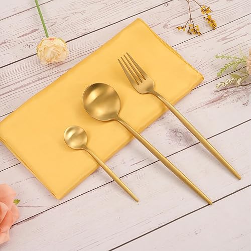 Miniatura 7 de Juego de 72 servilletas de tela de satén doradas, 20 x 20 pulgadas, servilletas cuadradas de tela suave y lisa, servilletas lavables reutilizables