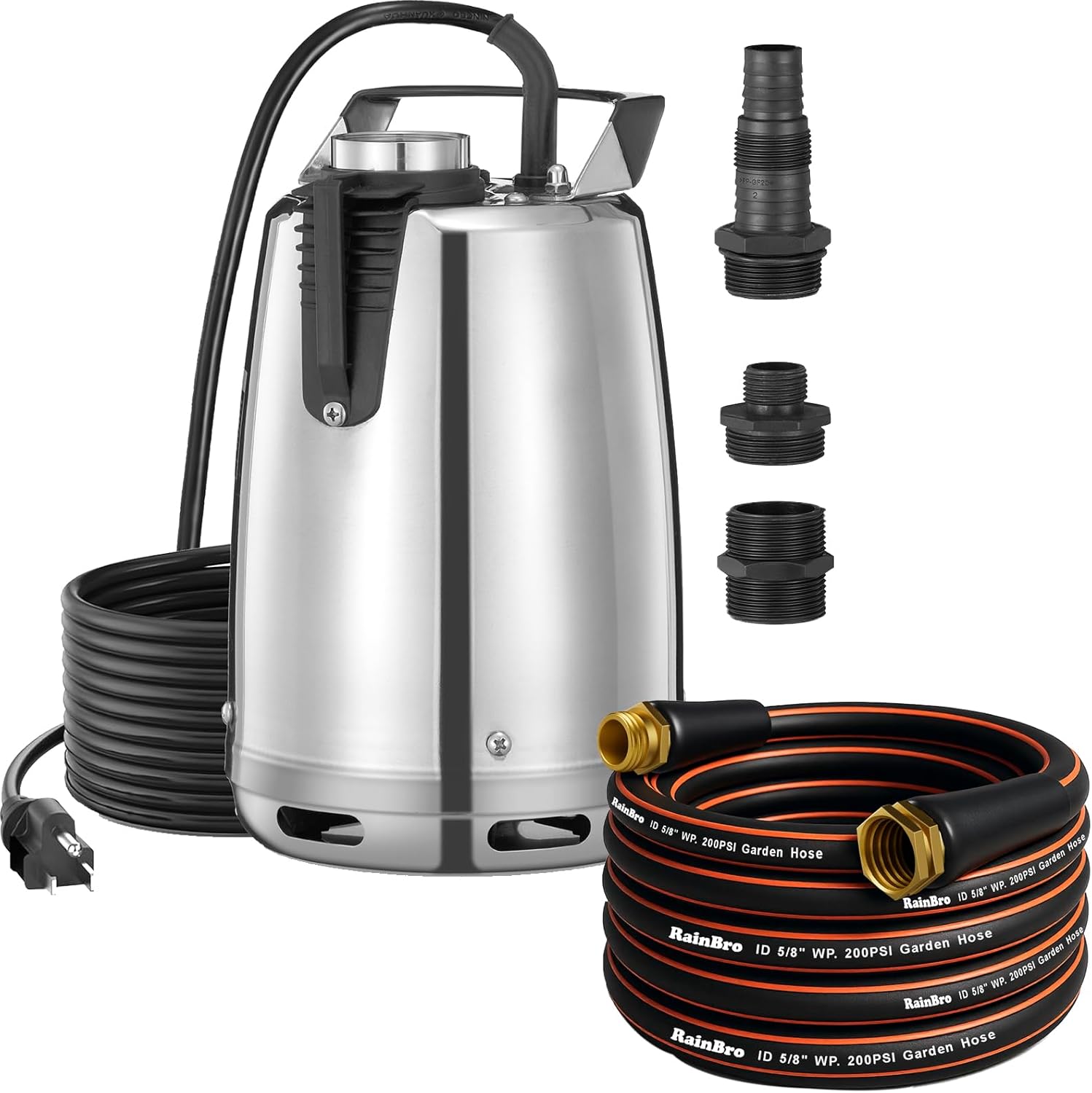 Submersible Sump Pump, Clean/Dirty Water Pump, Portable Utility Pump With 25-Foot Cord, With 25Ft. Garden Hose