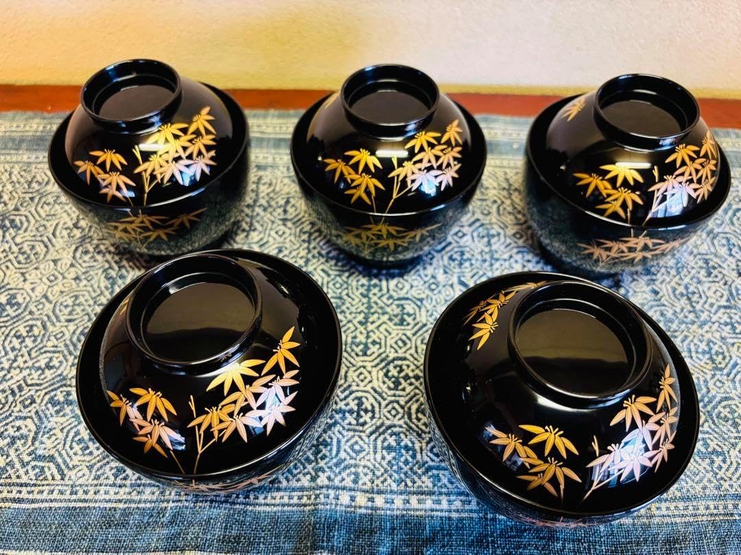 宮崎漆器　琉球ぬり　海老　えび　蓋付き椀　お椀　5点 宮崎漆器 琉球ぬり 海老 えび 蓋付き椀 お椀 5点 宮崎漆器 琉球ぬり