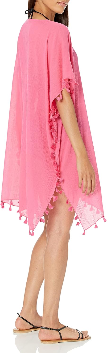Seafolly Women's Kaftan Tassel Trim Cover Up Dress, Beach Basics Black, One Size at  Women’s Clothing store