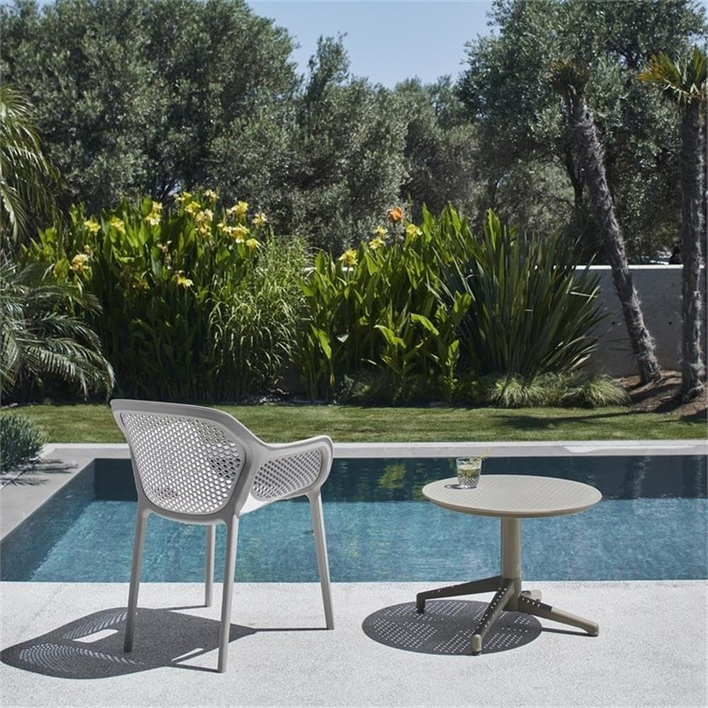 Pemberly Row Resin Patio Dining Chair, 32.5" H x 23.6" W x 24.4" D, Cool Gray Finish, Set of 2, Fiberglass Reinforced Stackable Design, Modern Indoor Outdoor Seating, Durable Easy-to-Clean Ergonomic