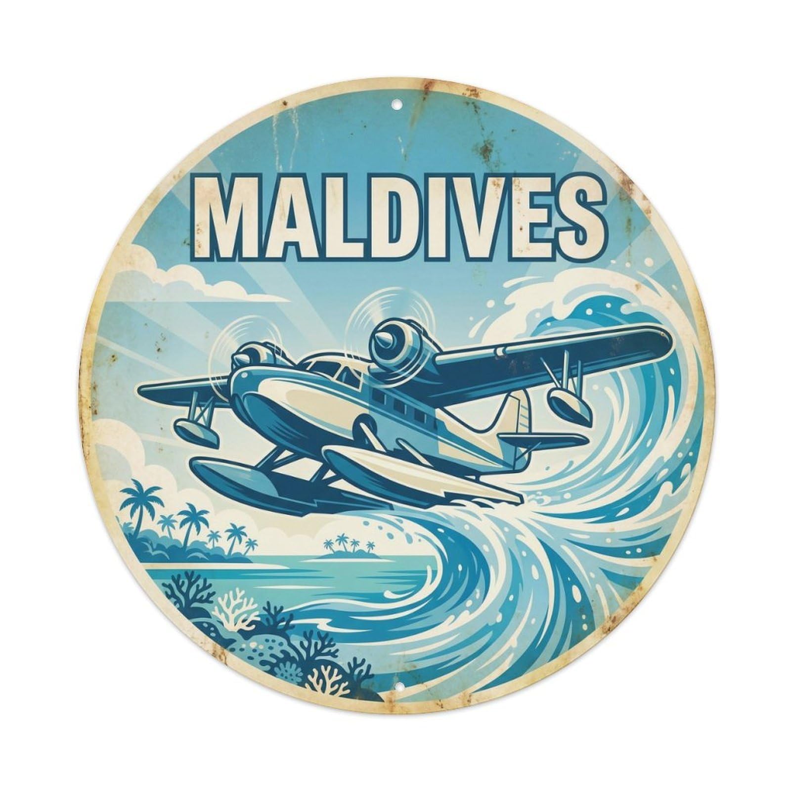 Maldives Seaplane Boat Travel Water Adventure Metal Tin Sign
