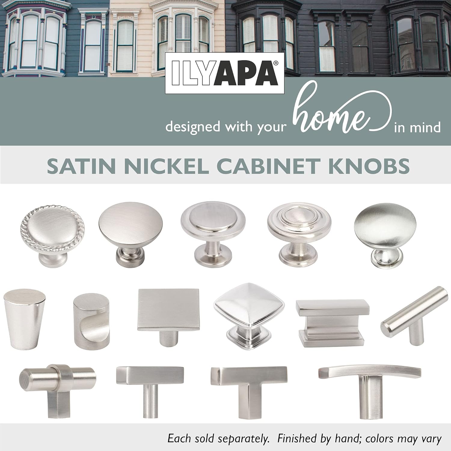 Ilyapa Satin Nickel Kitchen Cabinet Knobs - 1 1/4 Inch Round Drawer Handles - 30 Pack of Kitchen Cabinet Hardware
