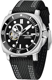 Pagani Design Men’s Automatic Watches Japan NH39 Mechanical Skeleton Waterproof Wrist Watch for Men Military Style Nylon Strap