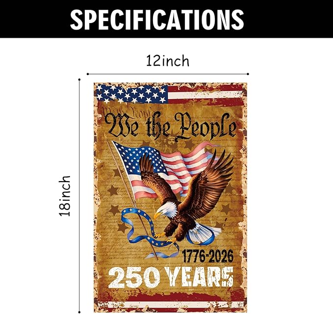 Bandera Patriótica EE. UU. 250 Años 12x18 Pulgadas miniatura 3