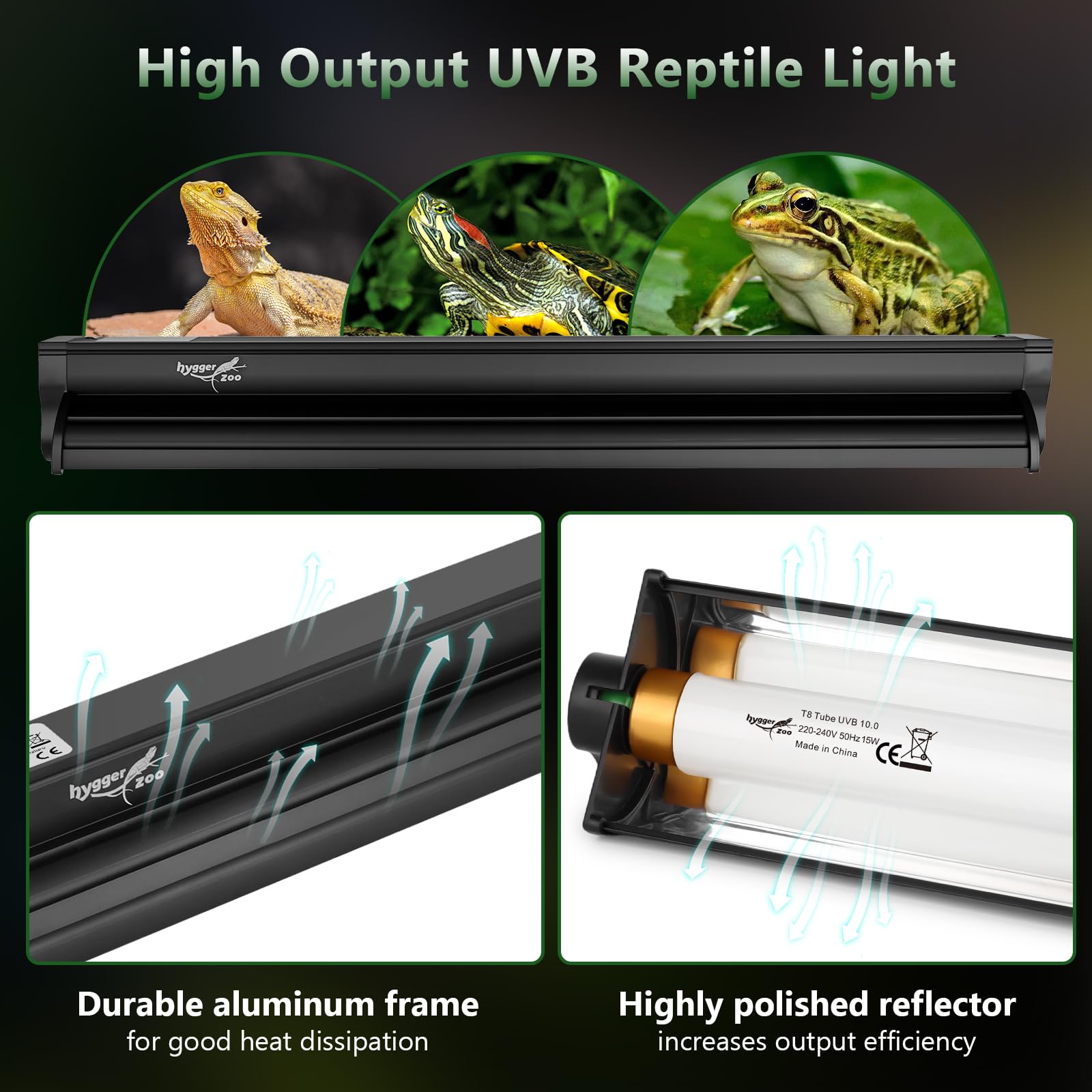 T8 Lampada UVB 10.0 fluorescente per terrario desert rettili 17W 24"/61cm | uvb light reptile kit di lampade per rettili T8 UVB 30% UVA+10% UVB T8 UVB Kit per tartarughe barbute serpenti lucertole