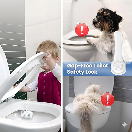 Miniatura 8 de Candados de inodoro a prueba de bebés (paquete de 2) Cerradura de tapa de inodoro a prueba de bebés con brazo - No necesita herramientas, fácil