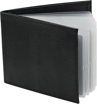 RFID Card Holder Wallet for Women Men,Minimalist Bifold Leather Wallet with 24 Card Slots and Large Cash Pocket, Multifunctional Card Holder with Top Open, Thin & Stylish Photo Album-BlackLZW