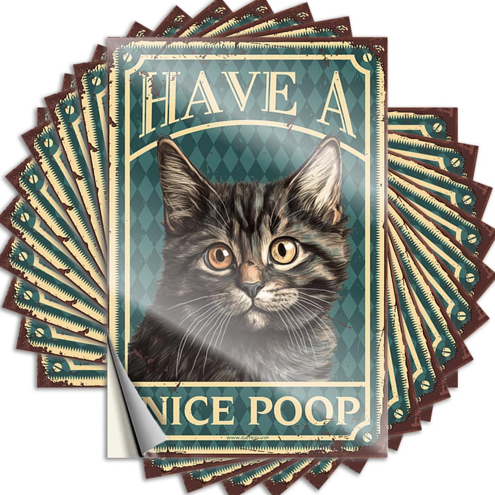 Rubber, Funny Sticker Silicone Wall Cat Have A Nice Poop | Badass Waterproof Vinyl Stickers(6X9CM)