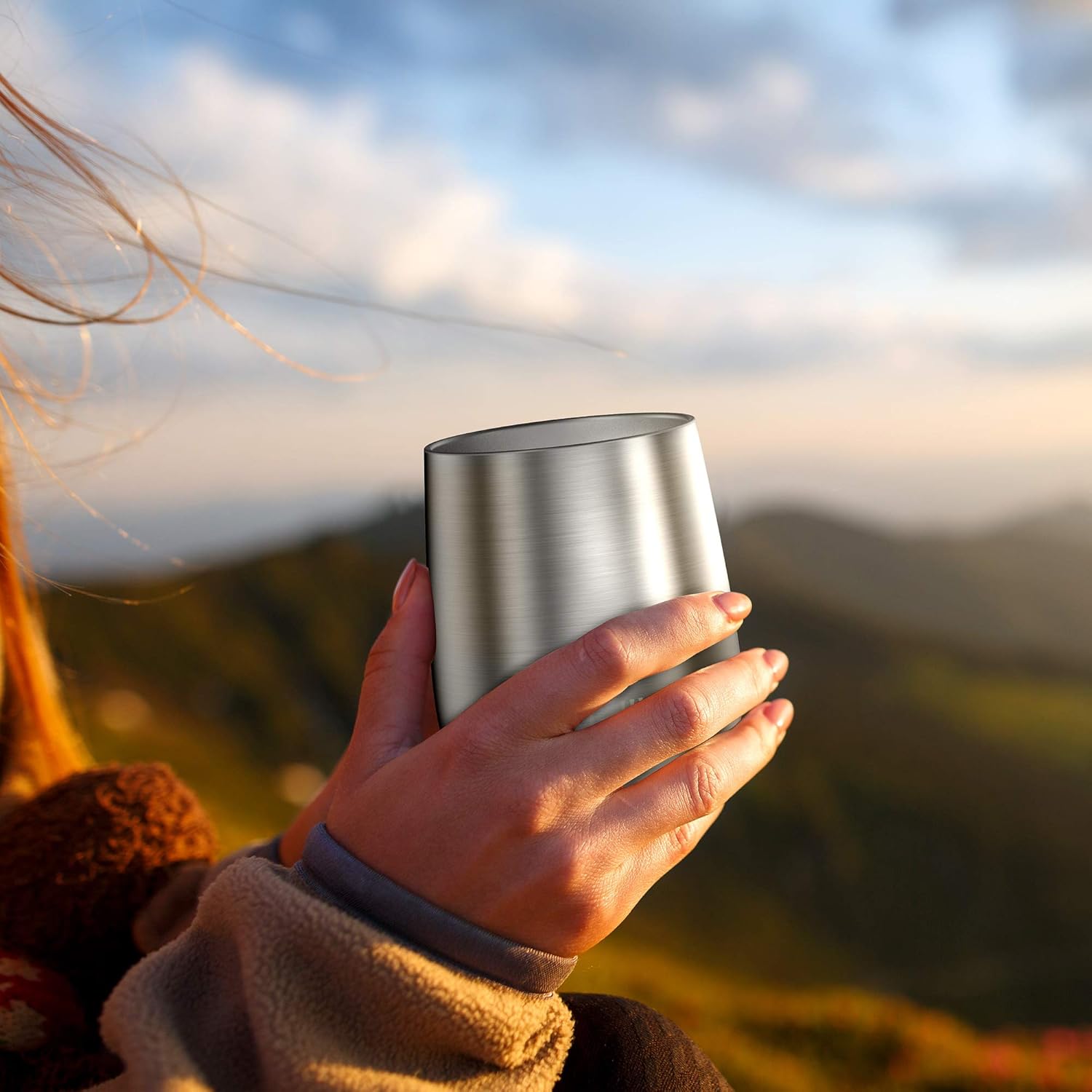 THILY Metal Stemless Insulated Wine Glass T1 Triple-insulated Stainless Steel Wine Tumbler with Lid and Straw, Reusable, Keep Cold & Hot for Wine, Coffee, Drinks, Champagne, Beverage, Silver - Image 5