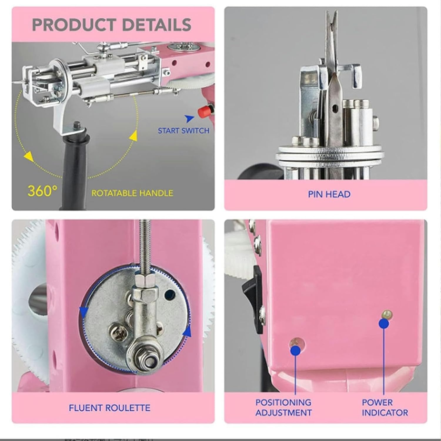 Tufting Gun Kit, Electric Carpet Weaving Gun for DIY Rug Making, Adjustable Handle and Cut Pile, Easy to Use for Beginners and Experts