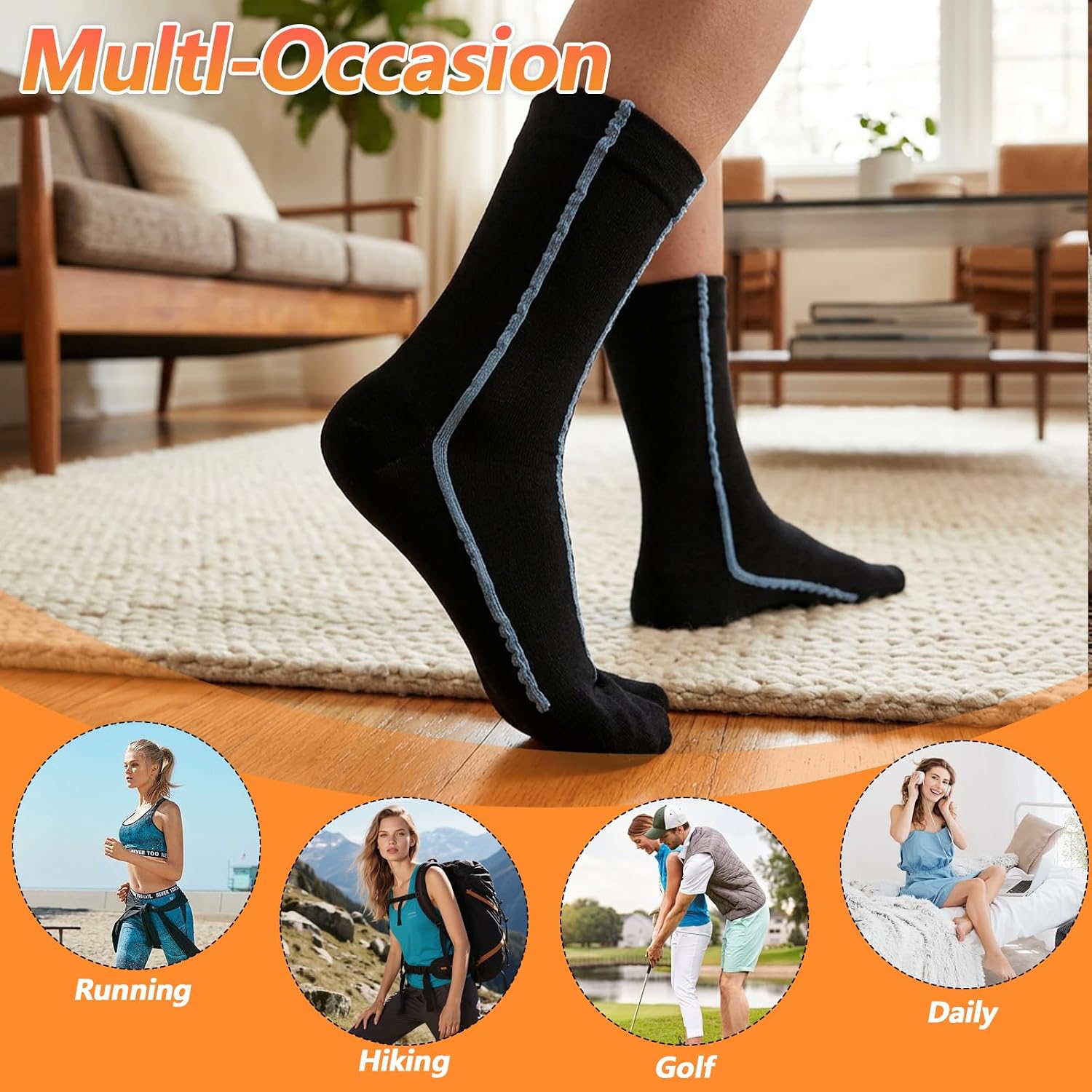 4 Pairs Tabi Socks for Women, Vertical Stripes Split Toe Socks Crew Flip Flop Socks for Tabi Shoes Sneakers Heels (4 Colors)