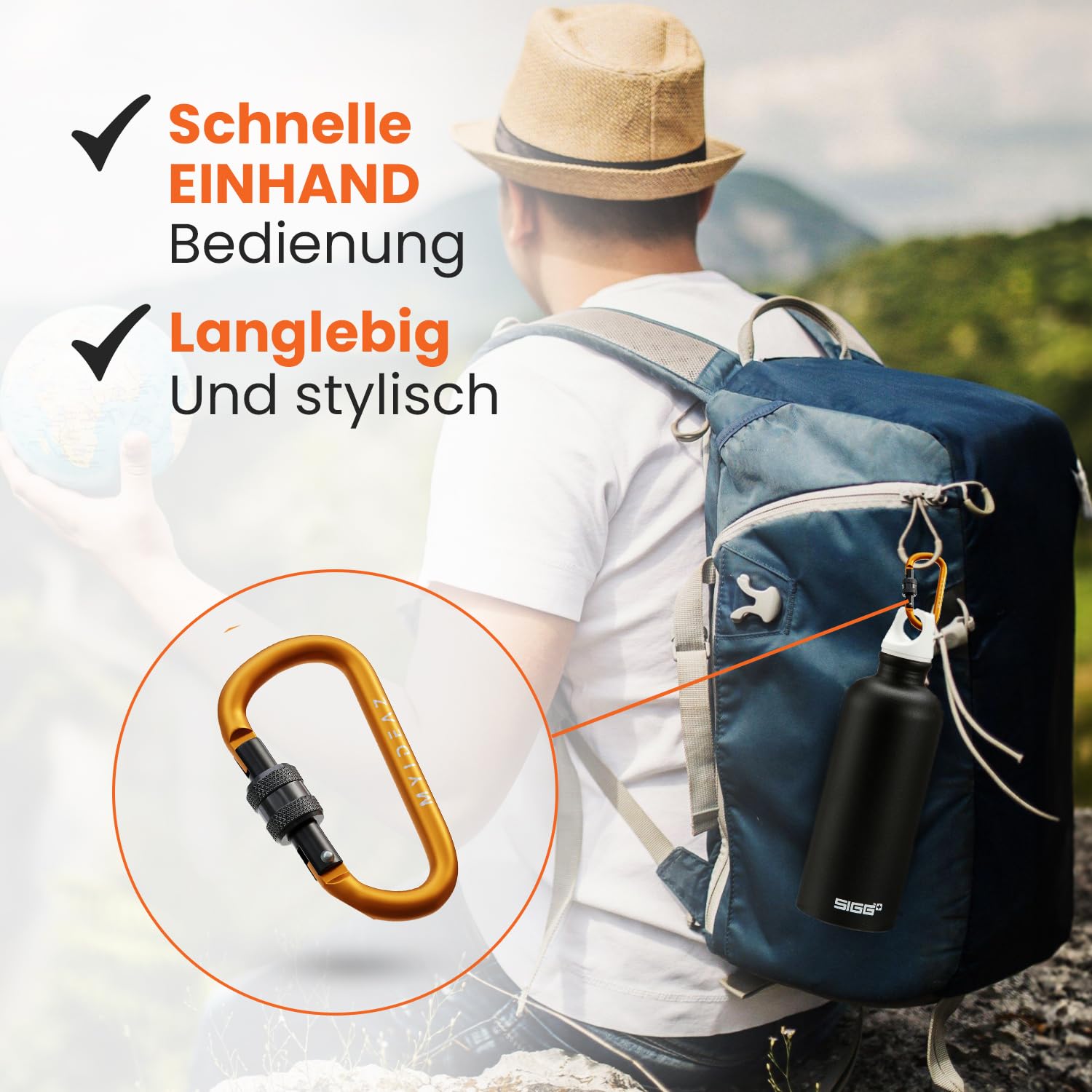 6 Moschettoni Zincati 8x80mm | Portata 250kg | Per Zaino, Campeggio E Escursionismo - Foto 6