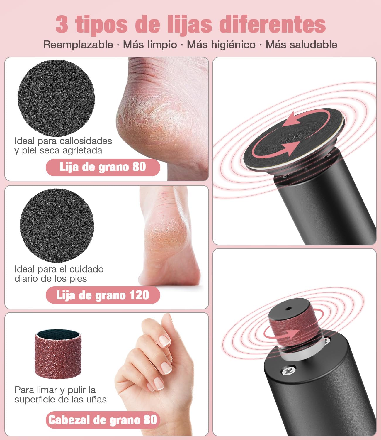 POFIBO Lima Electrica Pies Durezas - Pedicura Profesional Para Pies 2 EN 1 para Pies con Pantalla LCD y 9 Niveles, Set de Pedicura Removedor de Callos para Pieles Muertas, Duras y Agrietadas