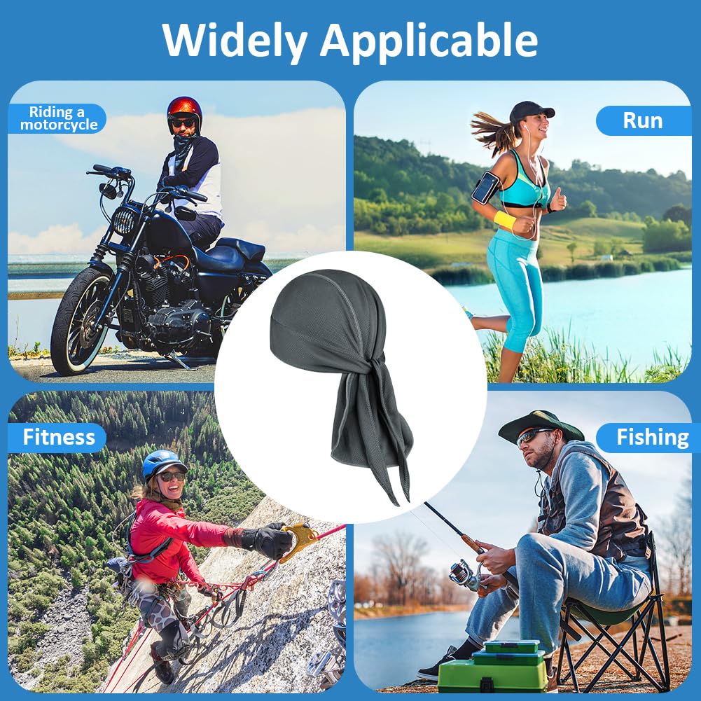 Bandana Czapka kolarska, Szybkoschnąca, Oddychająca Czapka Piracka, Sportowa Bandana Czapka Motocyklowa dla Mężczyzn Kobiet, Elastyczna Antypotliwość, Szybkoschnąca, Szary, 52-58cm
