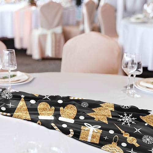 Miniatura 5 de Golden Christmas Theme Table Runner Fall Decorations for Home for Kitchen Decorations Christmas Table Runner 108 Inches Long