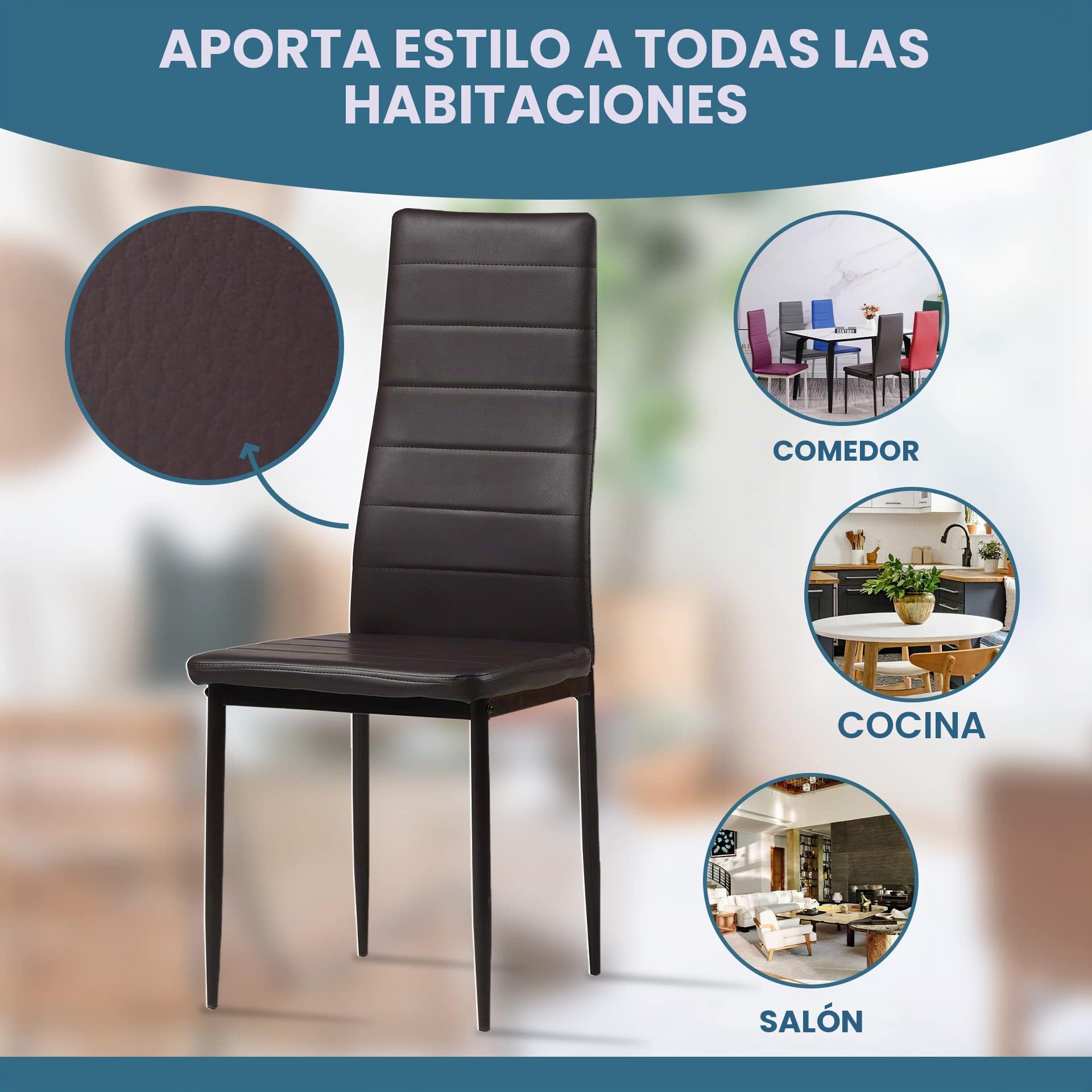 Albatros 2701 Milano Set de 6 sillas de Comedor, marrón