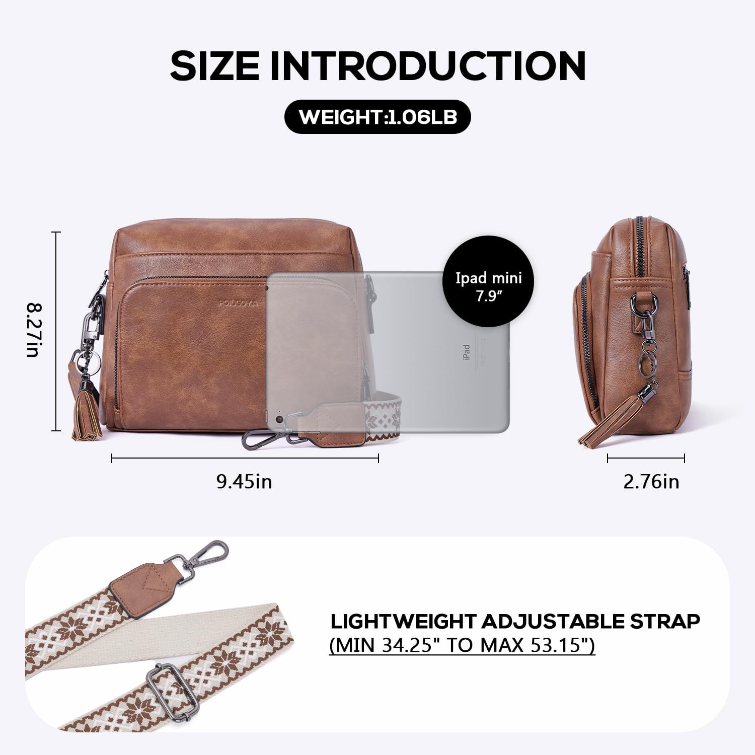 POIUGOYA Crossbody Purses for Women Trendy,Vegan Leather Medium Crossbody Bag,Women's Crossbody Travel Purse Built in Wallet - Image 4