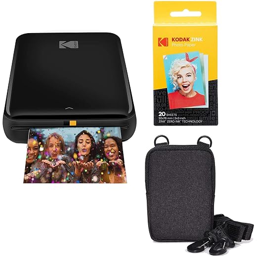 KODAK Step Wireless Mobile Photo Mini Printer (Black) Go Bundle