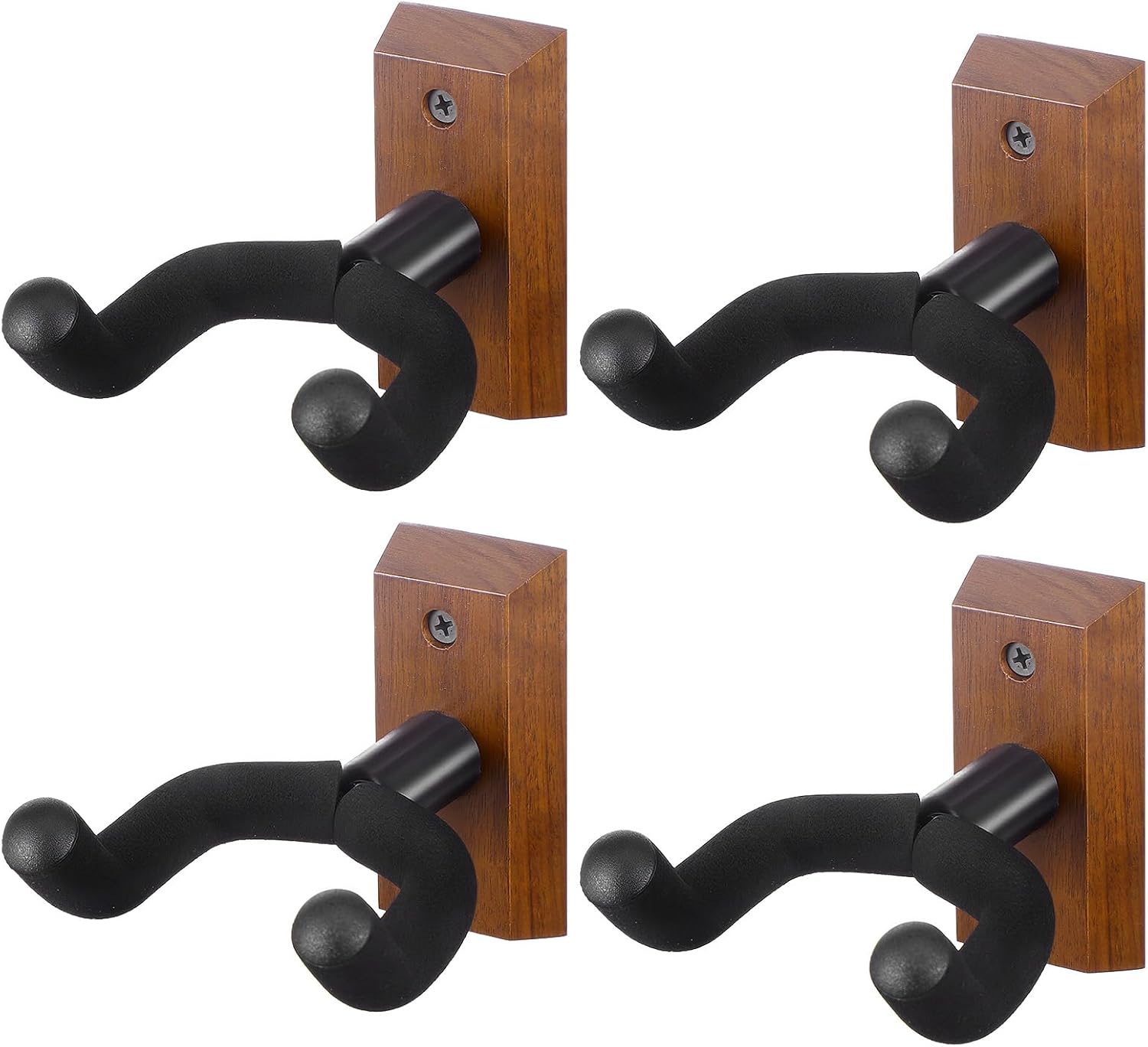 4 Pack Guitar Wall Mount, Black Walnut Wood Guitar Hanger