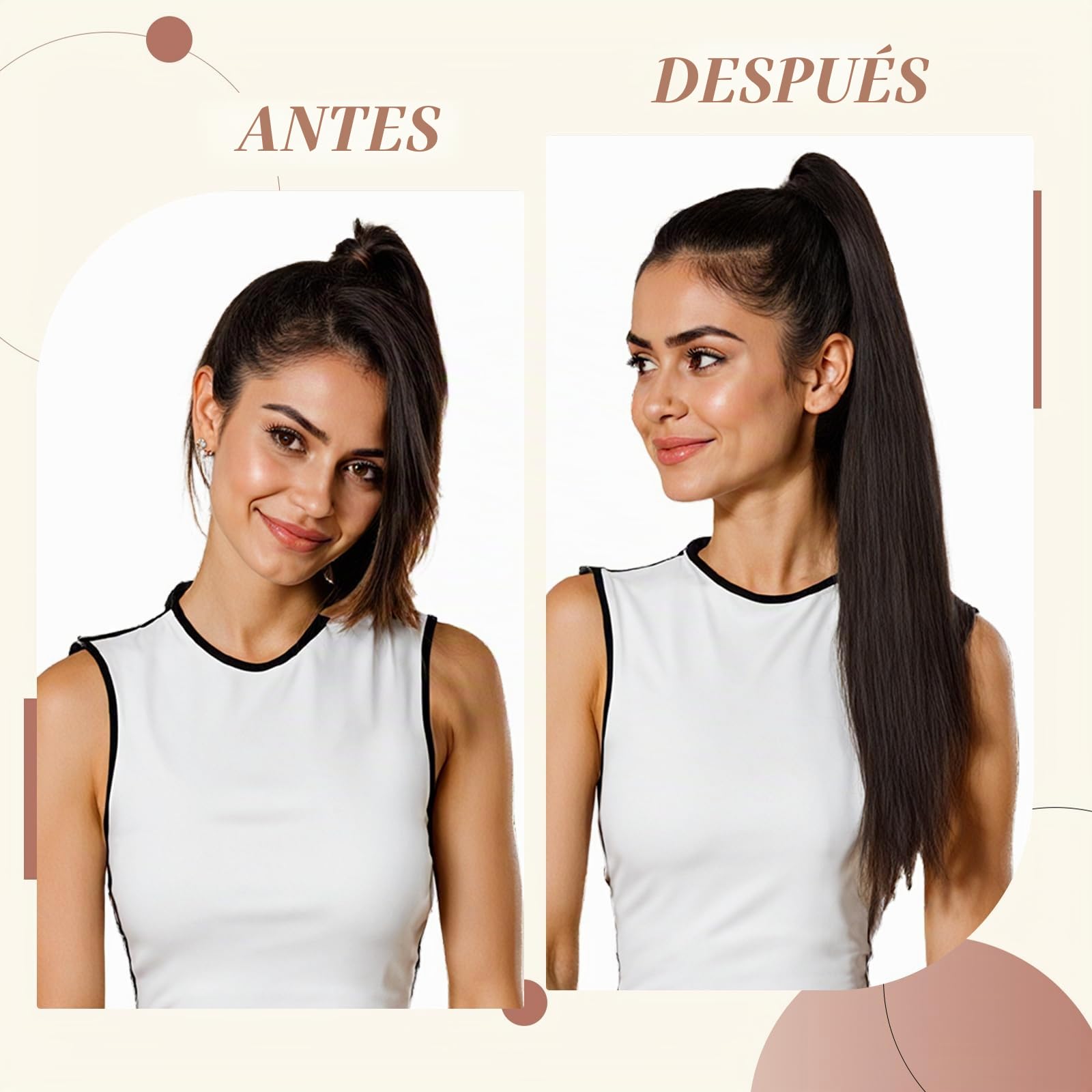 Elailite Coletas Postizas Pelo Natural Clip Extensiones #02 Castaño Oscuro - 55cm Cabello Humano Coleta Postiza Cola de Caballo 95g