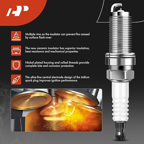 Miniatura 5 de A-Premium Juego de 4 bobinas de encendido (rojo) y bujías de iridio compatibles con Nissan Altima Sentra 2002-2006, X-Trail 2005-2006 L4 2.5L