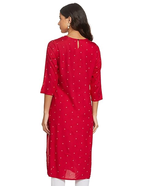 Max Women's Rayon Straight Fit Straight Printed Three-Quarter Sleeves Kurta - Image 2