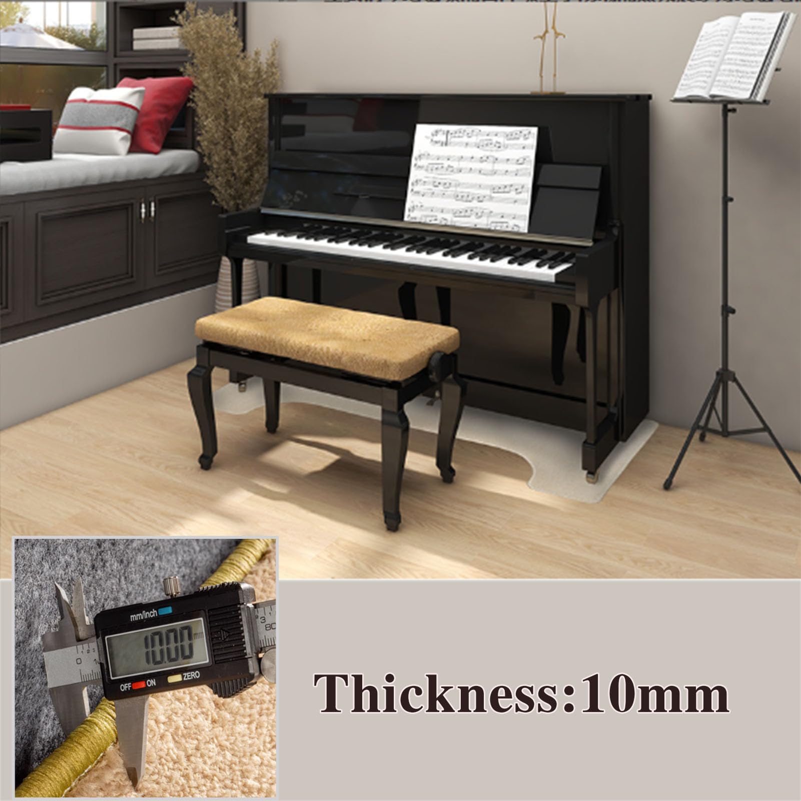 Tapis insonorisant pour Piano Tapis de Piano Droit Tapis de Sol antidérapant Couvertures Insonorisantes Tapis Absorbant Le Son pour décoration d'intérieur Salon 160 x 70 cm
