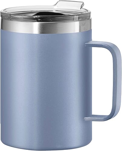 Miniatura 33 de Oggi ThermoMug - Taza aislada de acero inoxidable, doble pared aislada al vacío con asa y tapa, taza de café, taza de campamento, termo de viaje, 14