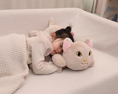Miniatura 4 de YESGIRL Animales de peluche con peso de gato de 26.4 pulgadas, 5 libras, animal de felpa grande, bonita almohada de peluche, suave regalo de peluche