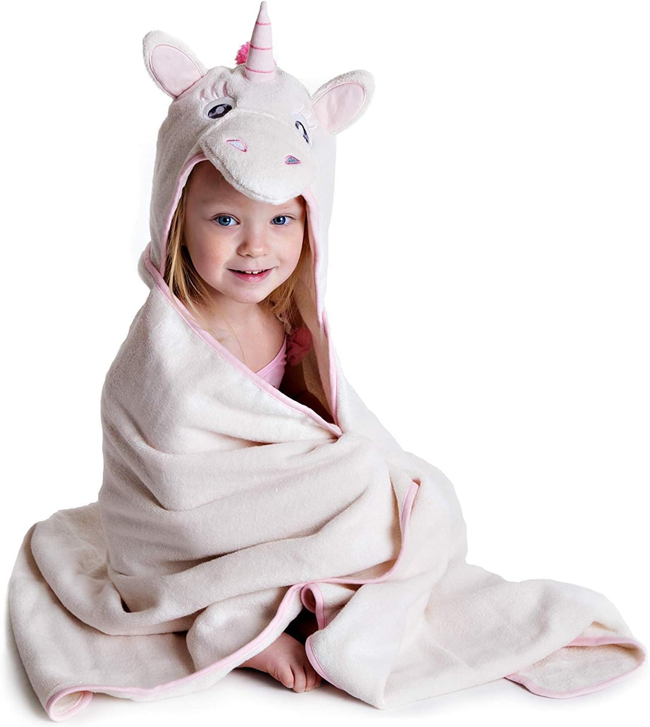 Little Tinkers World Premium Hooded Towel for Kids | Unicorn Design | Ultra Soft and Extra Large | 100% Cotton Bath Towel with Hood for Girls