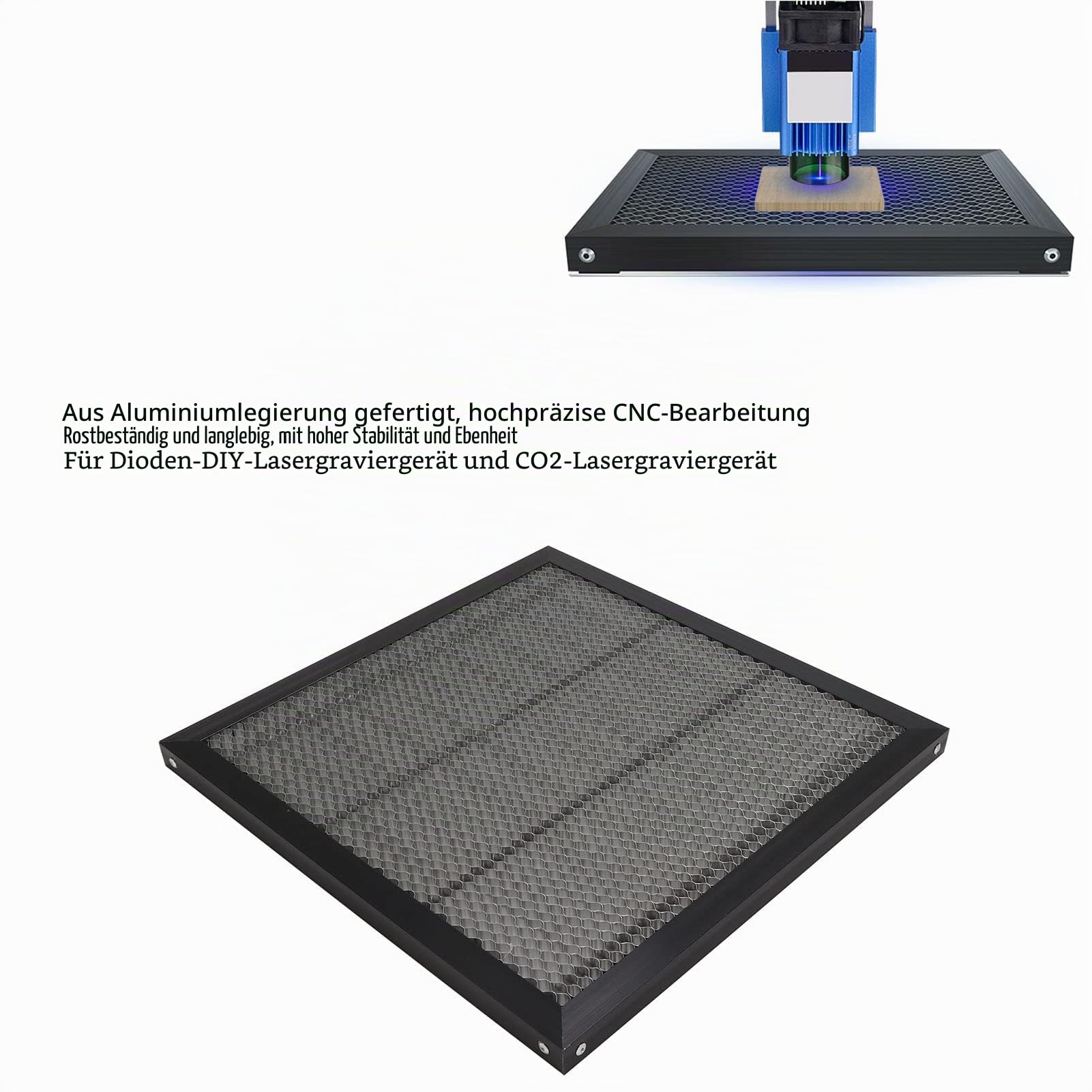 Honeycomb Arbeitstisch,Aluminium Arbeitsbett 400 x 400 mm Waben Laserbett für CO2 CNC Schneidemaschine Lasergraviermaschine