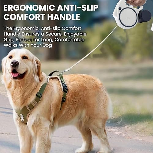 Miniatura 7 de Best Dog Supplies - Correa retráctil con linterna y dispensador para un paseo seguro y cómodo con tu mascota, correa blanca de 16 pies para perro,