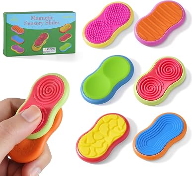 Sensory Fidget Magnet Toys for Kids & Adults, 6 Pack Silicone Magnetic Sliders Stress Relief Anxiety for ADHD Autism, Adults Office Desk/Travel/Classroom Toys for Focus, Stocking Stuffers Gifts