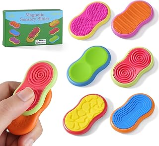 Sensory Fidget Magnet Toys for Kids & Adults, 6 Pack Silicone Magnetic Sliders Stress Relief Anxiety for ADHD Autism, Adults Office Desk/Travel/Classroom Toys ﻿for Focus, Stocking Stuffers Gifts