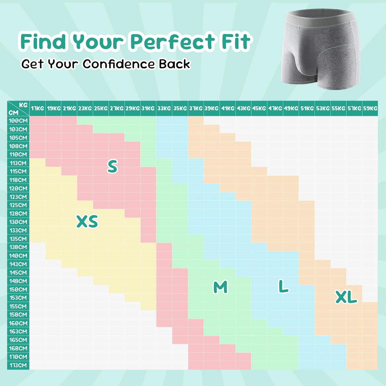 Carer Boys Incontinence Underwear Washable with Front Absorbent 80ML Breathable Cotton Absorbent Underwear for Kids 5 Pack Reusable Waterproof Incontinence Underwear for Boys Age 4-18, X-Large - Image 5