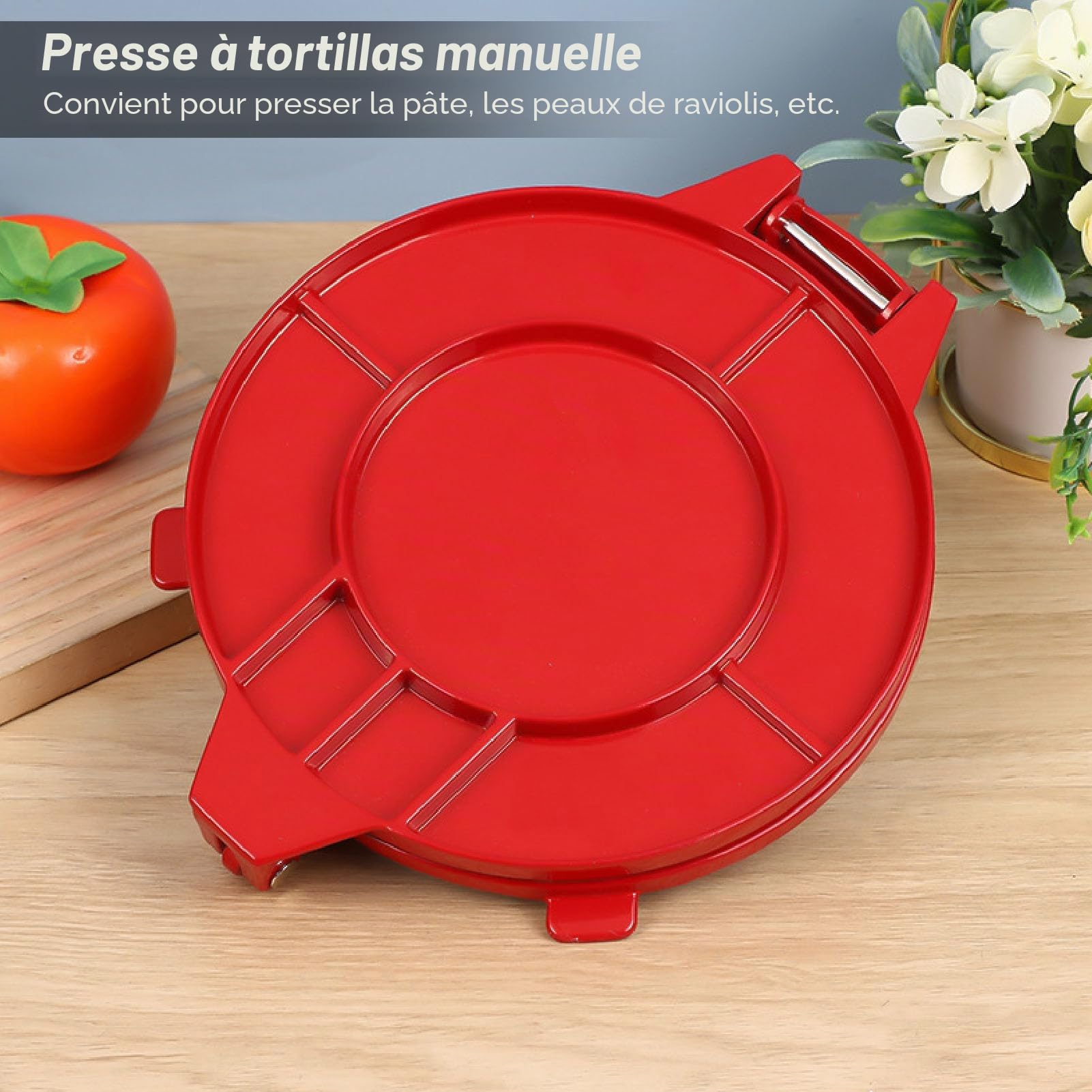 Presse à Tortilla en Fonte – Presse à Rotis Multifonctionnelle 9,8 X 10 Pouces, Presse à Tortilla à Farine, Machine à Quesadilla, Machine à Tacos (rouge)
